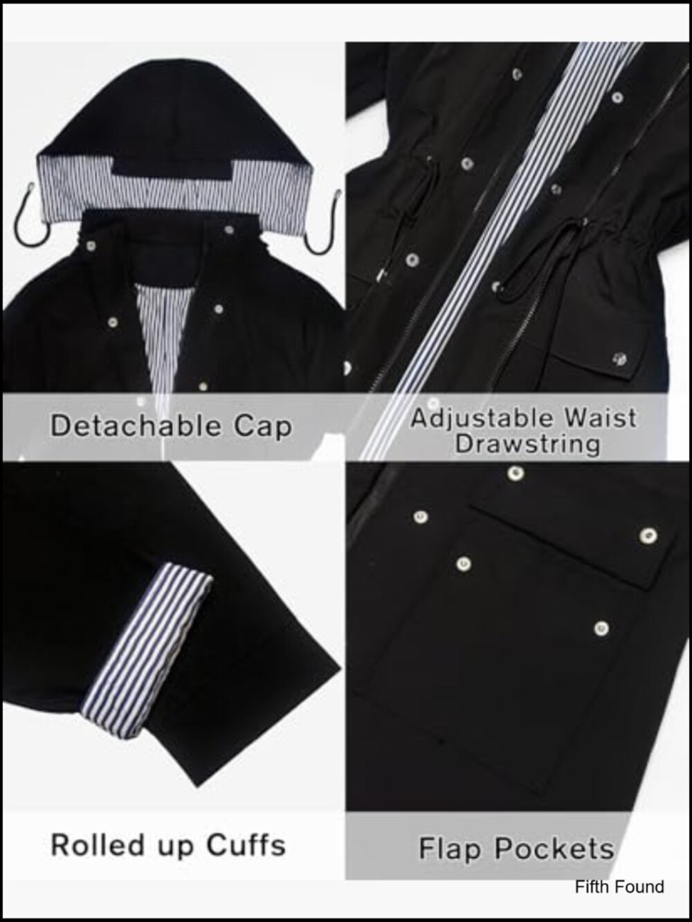 Women's Waterproof Rain Jacket Lightweight Hooded Trench Coat Windbreaker - Picture 6 of 7